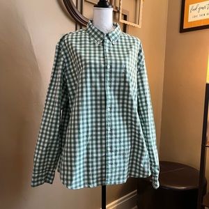 NWT J Crew men’s big and tall shirt. Size XXL Slim. Green/white checked.